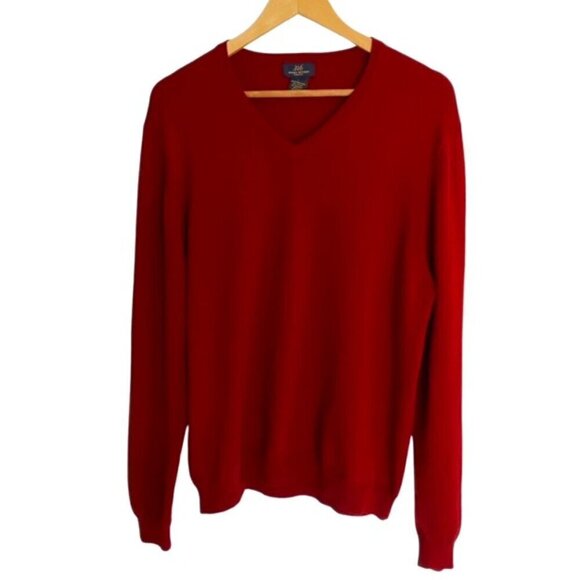 Brooks Brothers Rust V Neck Merino Wool Sweater Large - Picture 1 of 3